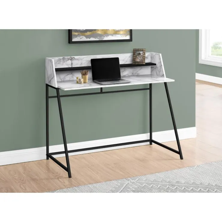 Monarch Computer desk - small hutch / 1 shelf / trapezoid-shaped legs - 48"l - - White Discount
