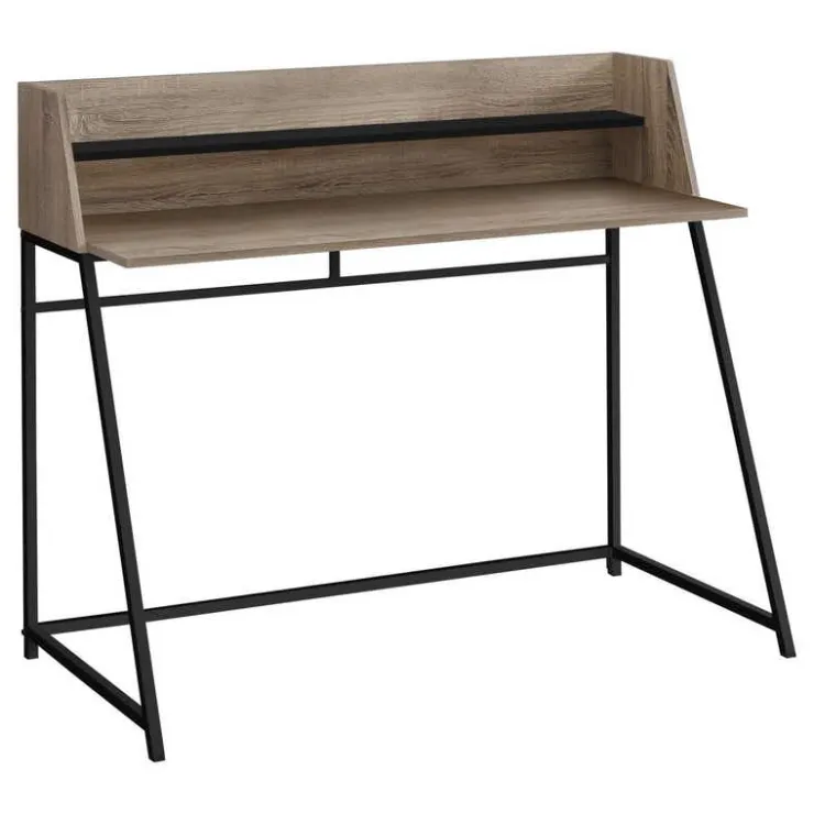 Monarch Computer desk - small hutch / 1 shelf / trapezoid-shaped legs - 48"l - dark t - Dark Taupe Online