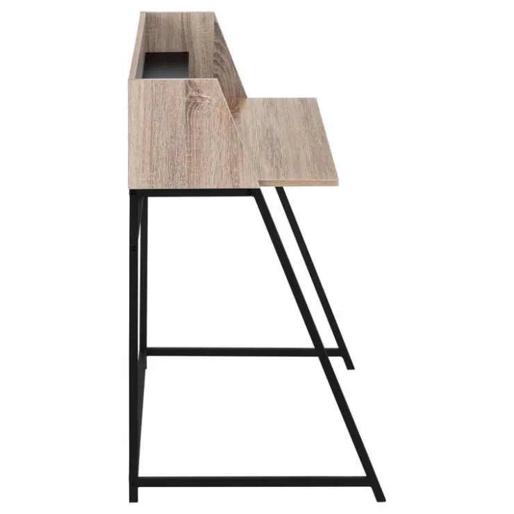 Monarch Computer desk - small hutch / 1 shelf / trapezoid-shaped legs - 48"l - dark t - Dark Taupe Online