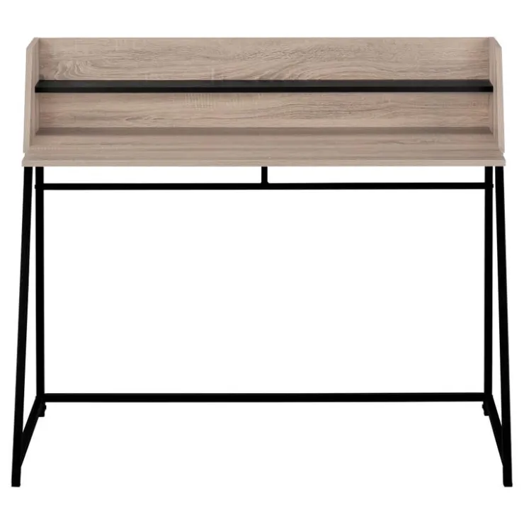 Monarch Computer desk - small hutch / 1 shelf / trapezoid-shaped legs - 48"l - dark t - Dark Taupe Online