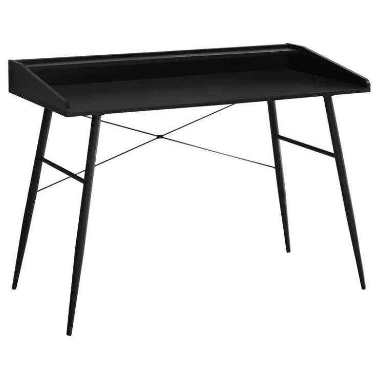 Monarch Computer desk - small hutch / 2 storage cubbies / 1 shelf - 48"l - / bl - Black Discount