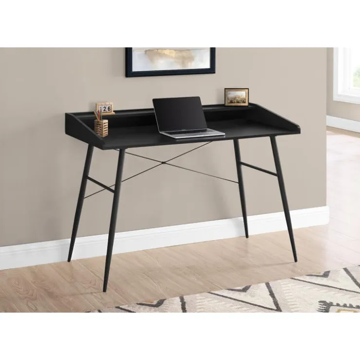 Monarch Computer desk - small hutch / 2 storage cubbies / 1 shelf - 48"l - / bl - Black Discount