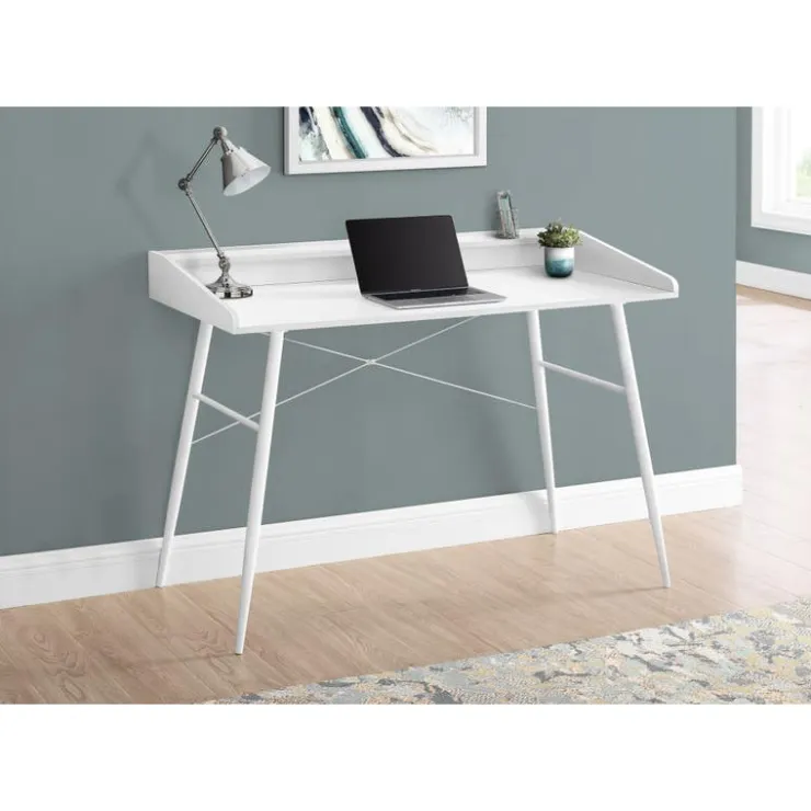 Monarch Computer desk - small hutch / 2 storage cubbies / 1 shelf - 48"l - / wh - White Outlet
