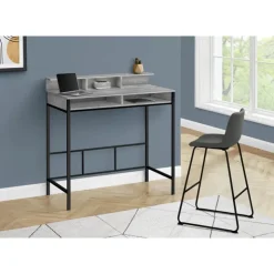 Monarch Computer desk - standing height / hutch / 2 open shelves - 48"l - / blac - Grey Best