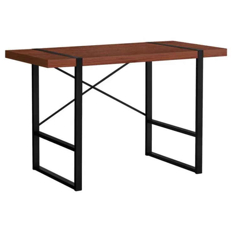 Monarch Computer desk - thick-panel desktop / inset metal legs - 48"l - wood-l - Cherry