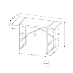 Monarch Computer desk - thick-panel desktop / inset metal legs - 48"l - / silve - White New