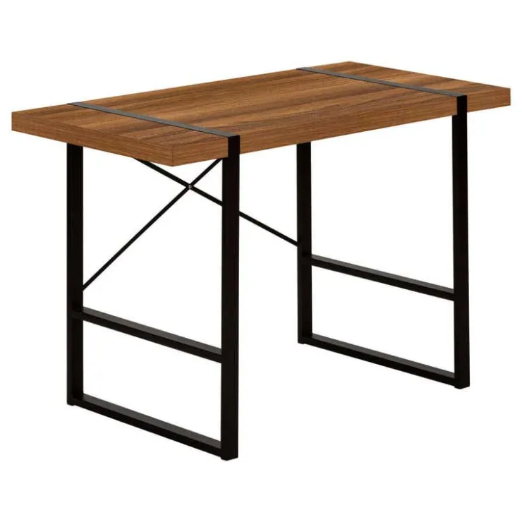 Monarch Computer desk - thick-panel desktop / inset metal legs - 48"l - wood-l - Walnut Clearance