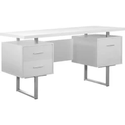 Monarch Computer desk / and silver metal - White Outlet