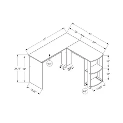 Monarch Computer desk - l-shaped corner / 2 shelves - White Sale
