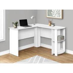 Monarch Computer desk - l-shaped corner / 2 shelves - White Sale
