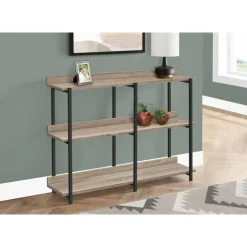 Monarch Console table - 3 tier / shelves / rectangular / metal legs - 48