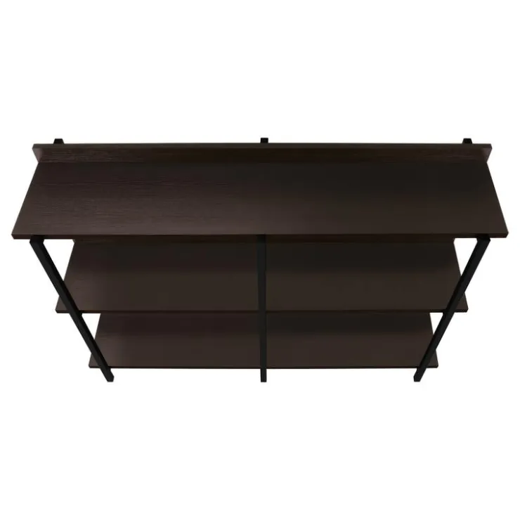 Monarch Console table - 3 tier / shelves / rectangular / metal legs - 48"l - - Espresso New