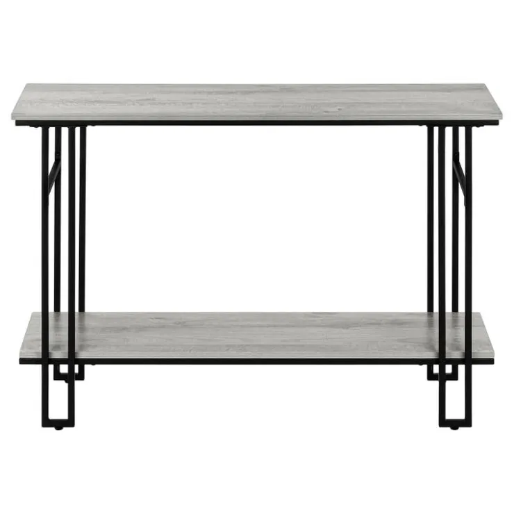 Monarch Console table - h-frame sides / 1 shelf / rectangular - 48"l - wood-look - Grey