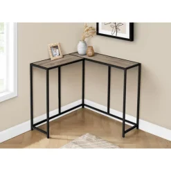 Monarch Console table - l-shaped / corner / metal frame - 36"l - wood-look - Dark Taupe