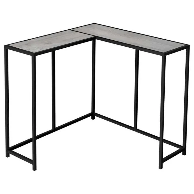 Monarch Console table - l-shaped / corner / metal frame - 36"l - wood-look / bla - Grey Best