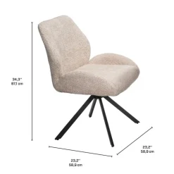 Convertible & Extendable Oval Dining Table with Pedestal & 4 Bouclé Fabric Chairs - 63
