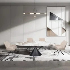 Convertible & Extendable Oval Dining Table with Pedestal - 63