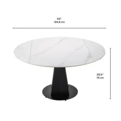 Convertible & Extendable Round Dining Table with Pedestal and 4 Chairs - 53" White/Beige Best