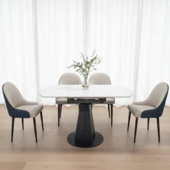 Convertible & Extendable Round Dining Table with Pedestal - 53" White Online