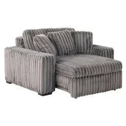 Corduroy Velvet Armchair with Power Slider Dark Grey New