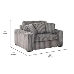 Corduroy Velvet Armchair with Power Slider Dark Grey New