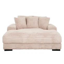 Corduroy Velvet Chaise with Cup Holders and USB Ports - Light Taupe Grey-brown Clearance