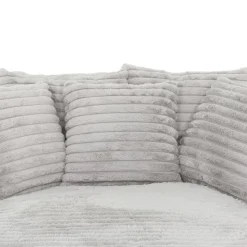 Corduroy Velvet Chaise with Cup Holders and USB Ports - Grey
