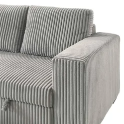 Corduroy Velvet Reversible Sectional Bed with Storage Grey