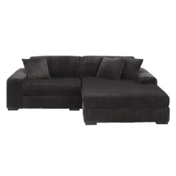 Sofa By Fancy Corduroy Velvet Sectional with Right-Side Chaise - Dark Grey New