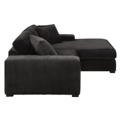 Sofa By Fancy Corduroy Velvet Sectional with Right-Side Chaise - Dark Grey New