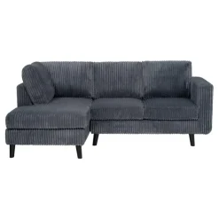 Corduroy Velvet Sectional with Left-Side Chaise Grey Discount