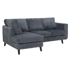 Corduroy Velvet Sectional with Left-Side Chaise Grey Discount
