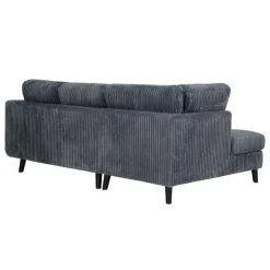 Corduroy Velvet Sectional with Left-Side Chaise Grey Discount
