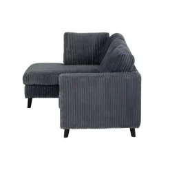 Corduroy Velvet Sectional with Left-Side Chaise Grey Discount
