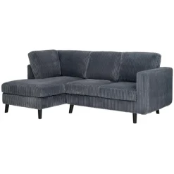 Corduroy Velvet Sectional with Left-Side Chaise Grey Discount