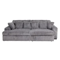 Corduroy Velvet Sectional with Power Slider and Chaise Dark Grey Discount