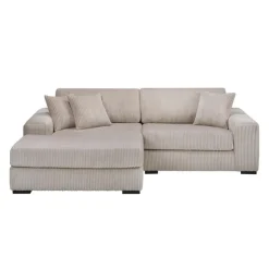 Sofa By Fancy Corduroy Velvet Sectional with Left-Side Chaise - Beige Hot