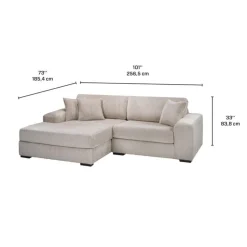 Sofa By Fancy Corduroy Velvet Sectional with Left-Side Chaise - Beige Hot