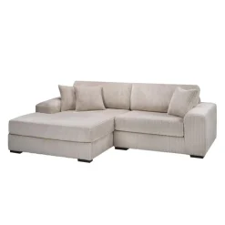 Sofa By Fancy Corduroy Velvet Sectional with Left-Side Chaise - Beige Hot