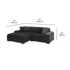 Sofa By Fancy Corduroy Velvet Sectional with Left-Side Chaise - Dark Grey Sale