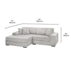 Sofa By Fancy Corduroy Velvet Sectional with Left-Side Chaise - Light Grey Light Grey / Silver Hot