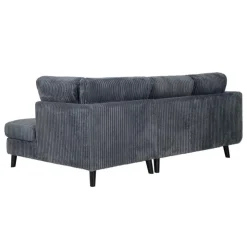 Corduroy Velvet Sectional with Right-Side Chaise Grey Sale