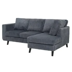 Corduroy Velvet Sectional with Right-Side Chaise Grey Sale