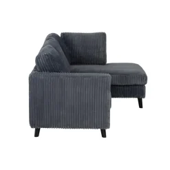 Corduroy Velvet Sectional with Right-Side Chaise Grey Sale