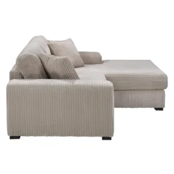 Sofa By Fancy Corduroy Velvet Sectional with Right-Side Chaise - Beige