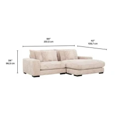 Corduroy Velvet Sectional with Reversible Chaise - Light Taupe Pale Taupe Discount