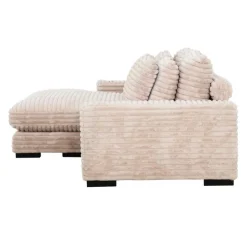 Corduroy Velvet Sectional with Reversible Chaise - Light Taupe Pale Taupe Discount