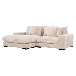 Corduroy Velvet Sectional with Reversible Chaise - Light Taupe Pale Taupe Discount