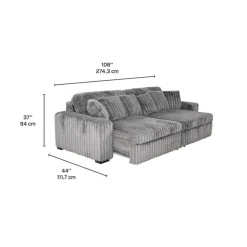 Corduroy Velvet Sofa with 2 Power Sliders Dark Grey Outlet