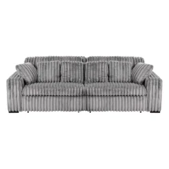Corduroy Velvet Sofa with 2 Power Sliders Dark Grey Outlet